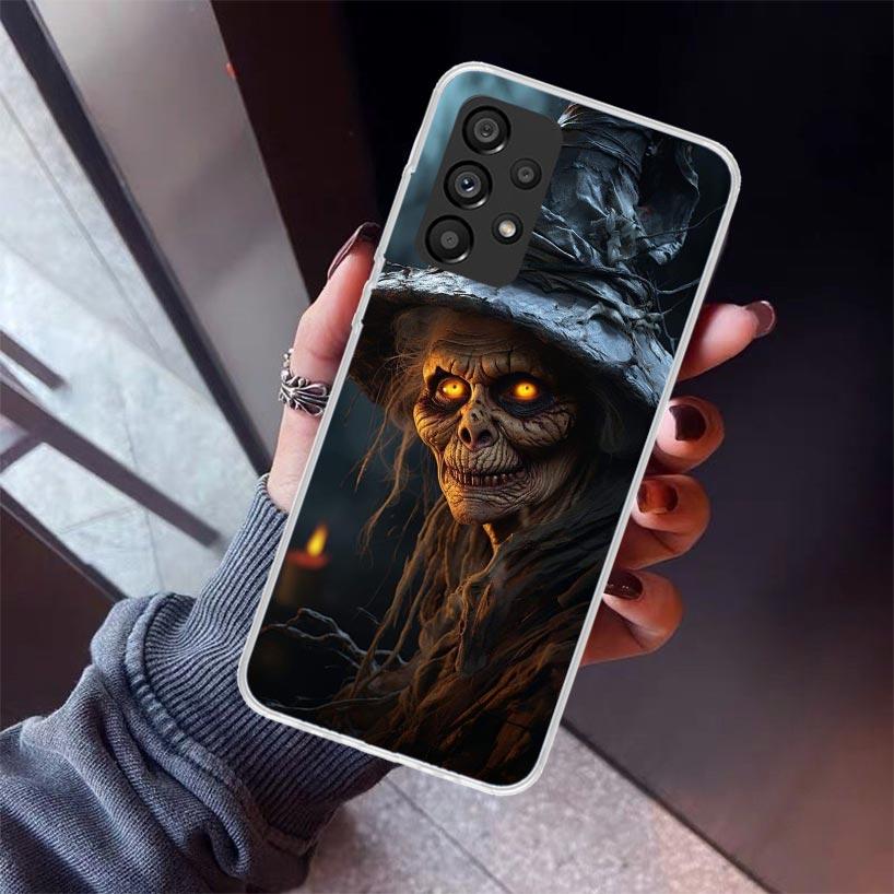 Halloween Moon Witch Horror Phone Case For Samsung Galaxy A17 A16 A15 A14 A13 A57 A56 A55 A54 A53 A37 A36 A35 A34 A33 A26 A25 A2