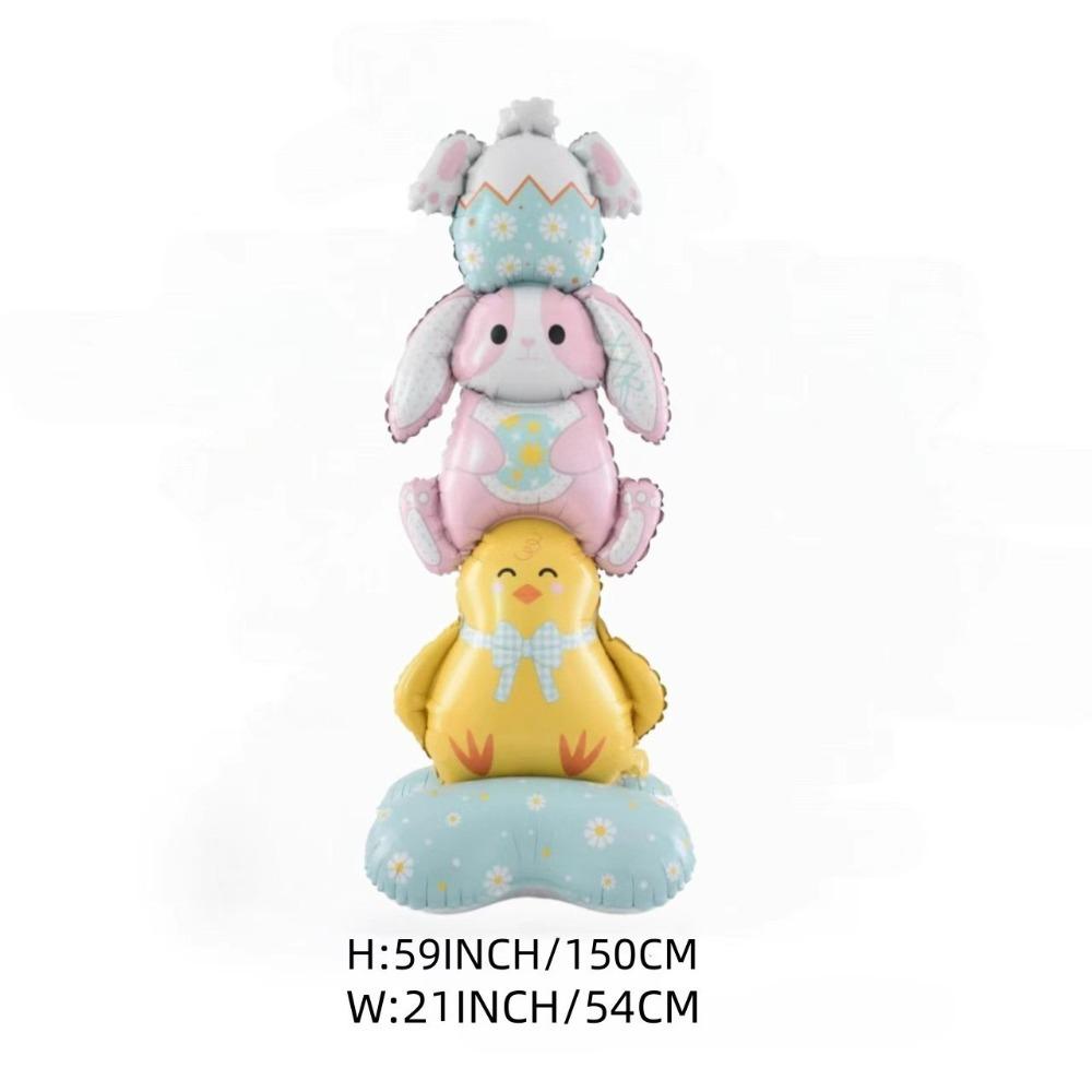 Aluminum Film Easter Rabbit Balloon Large Size Standing Design Large Bunny Balloon Colorful Design Standing Bunny Balloon