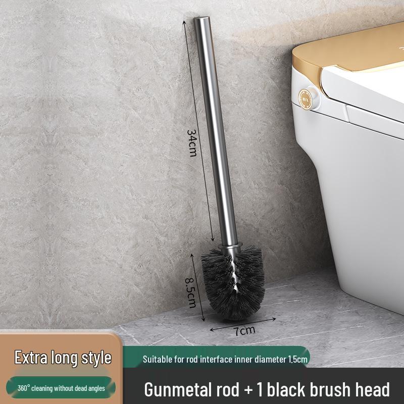 Wall-Mounted Soft Bristle Toilet Cleaning Set with Long Handle and Storage Rack