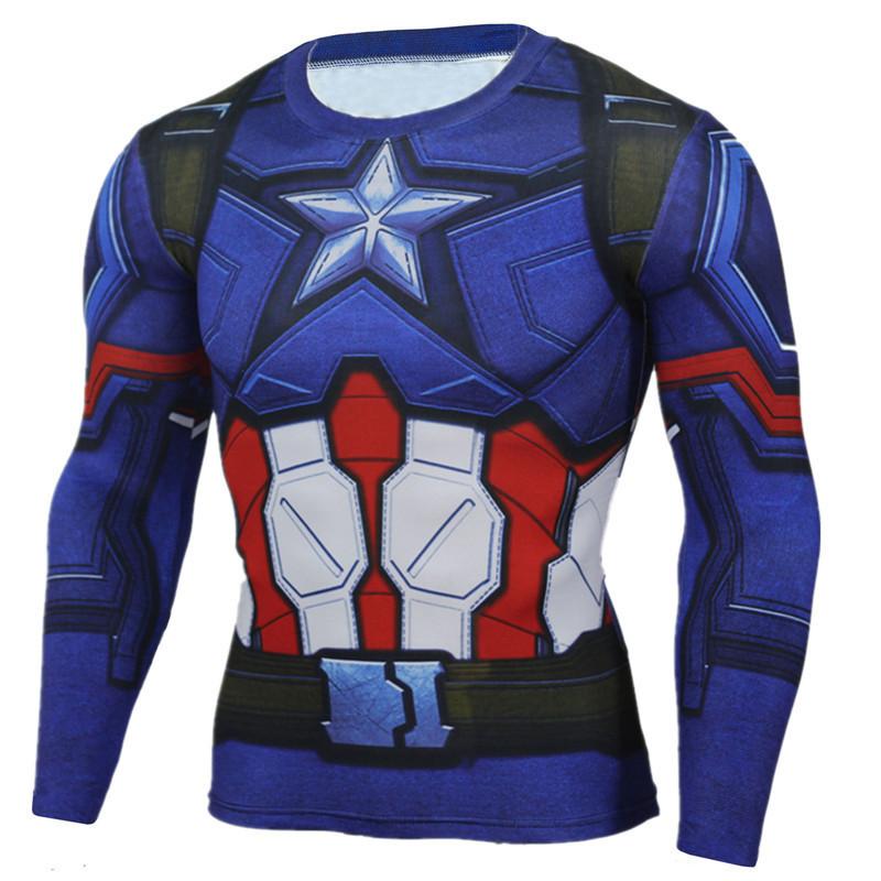 T-shirt Imprimé Numérique 3D Super-Héros Manches Longues Thème Halloween Fête Costumée Tenues de Jeu de Rôle pour Homme