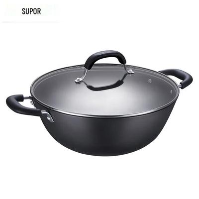 SUPOR Cast Iron Double-Handle Deep Wok