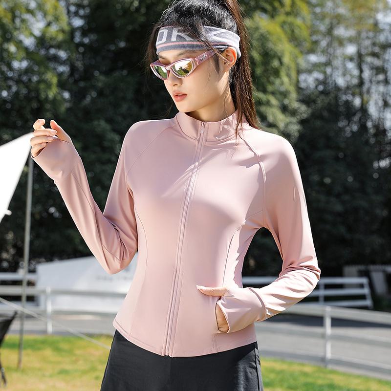 Women's Nylon Color Block Slim Fit UV Protection Cooling Summer Jacket