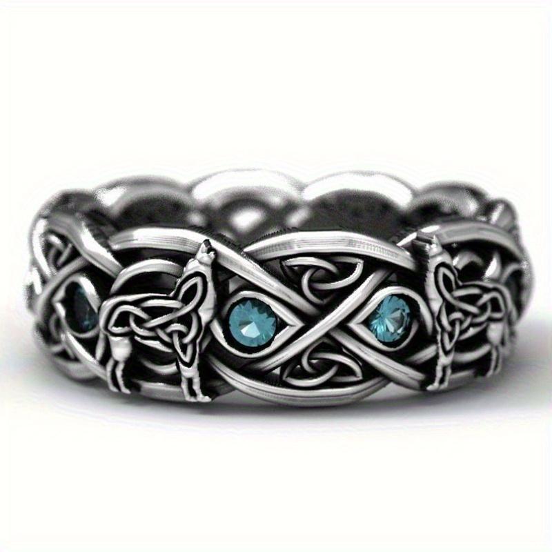 1 Stück Set Synthetischer Zirkon Kreativer Retro Wolf Totem Herrenring Cross-line Street Fashion Schmuck