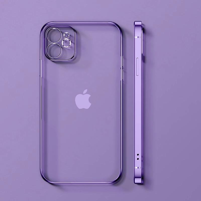 

Классический ультратонкий мягкий чехол с квадратной рамкой для iPhone 6 6s 7 8 Plus SE 2020 X XS XR 11 12 13 Pro Max Mini Прозрачный прозрачный чехол