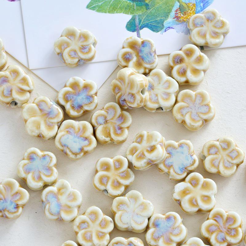 

Ceramic Plum Blossom Beading Kit: DIY Hairpin Pendants with Large Hole Beads for Students and Girls