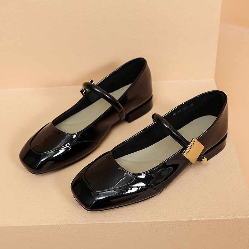 Spring and Summer New Retro Mary Jane Shallow Mouth Versatile Small Leather Shoes Niche French Leather Flat Women's Shoes