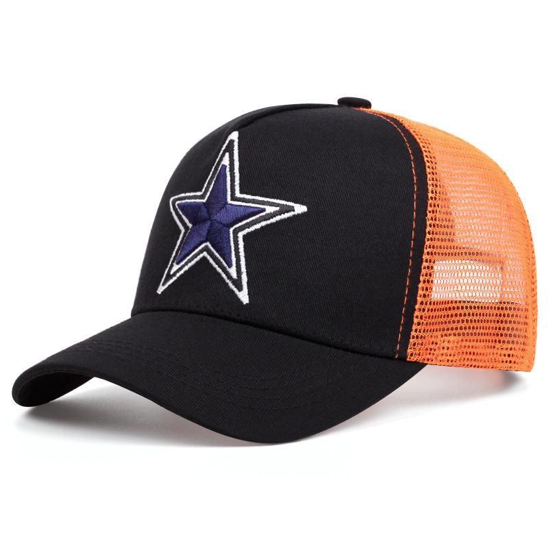 

Simple symbol five-pointed star Embroidery outdoors baseball cap Summer breathability Hip hop mesh cap trucker hat 55-61CM