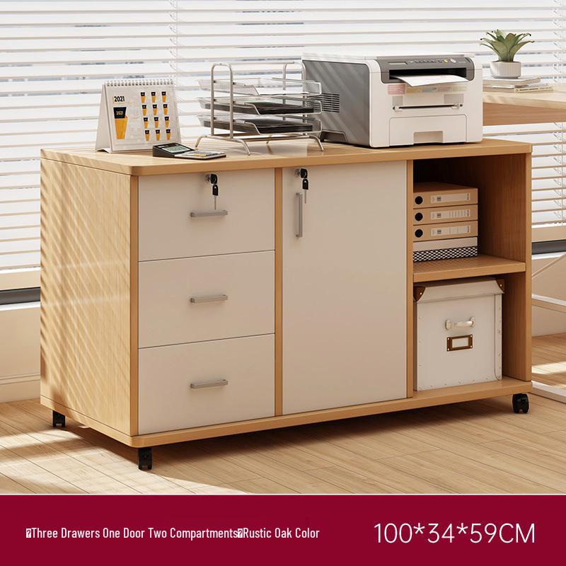 Multi-Layer Office Storage Cabinet with Lock and Drawers