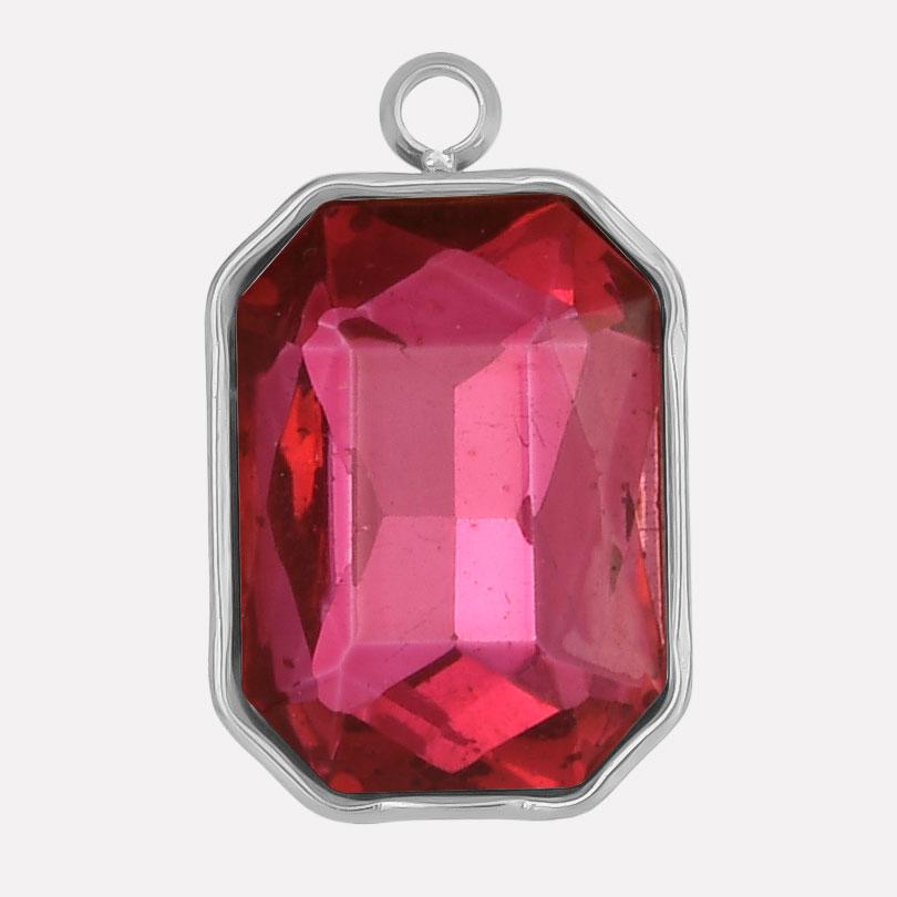 High Quality Big Glass Rhinestone Stainless Steel Rectangle Charms For Jewelry Making Supplies Real Gold Plated No Fade Pendants