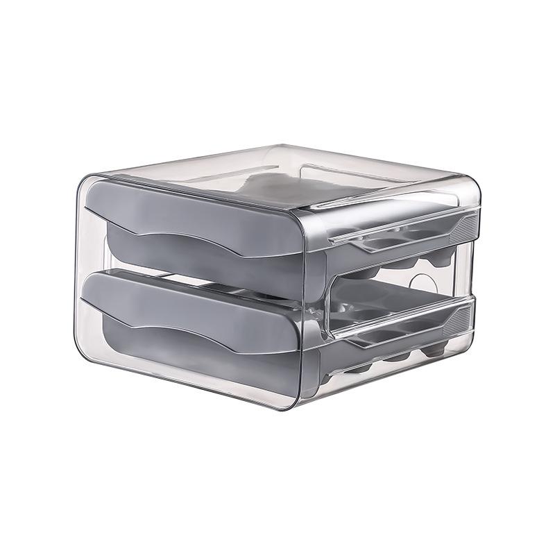 Double-Layer Drawer Egg Storage Box - 32 Grid Stackable Container
