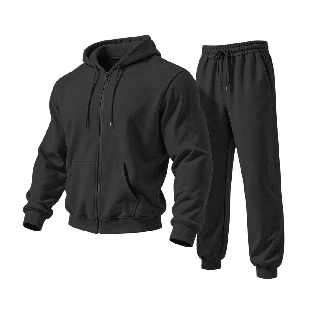 Unisex Zip Up Hooded Sweatshirt and Jogger Pants 2 Piece Set for Casual Streetwear