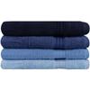 Ensemble de 4 serviettes de bain - 70 x 140 cm - Bleu