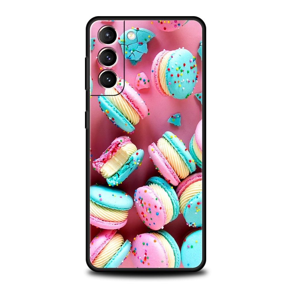 Cute Macarons Dessert Case For Samsung Galaxy S22 S21 S20 Ultra FE 5G S24 S9 S10 Plus S23 S10E Silicone Phone Cover
