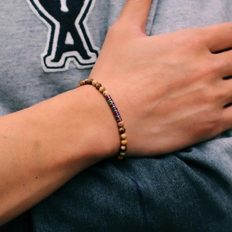 Bransoletka z Kamienia Naturalnego Męska Damska 4mm Mała Koralikowa Bransoletka Medytacja Joga Bransoletka Mapa Tygrysie Oko Brazalete Pulseira