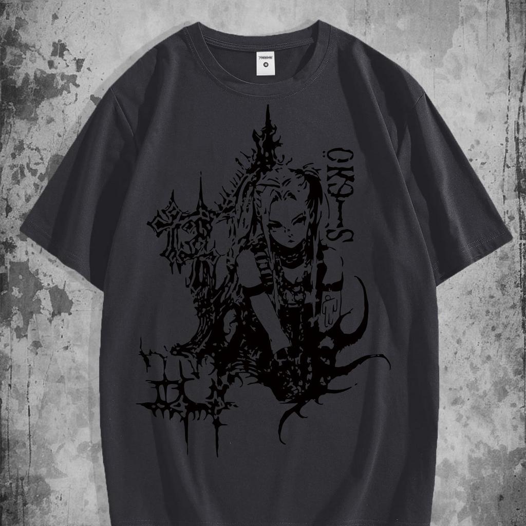 Dark Fantasy Map Print Short Sleeve T-Shirt for Men Fabric Casual Tee with Crew Neck Breathable, Slight Stretch Material for Summer Style
