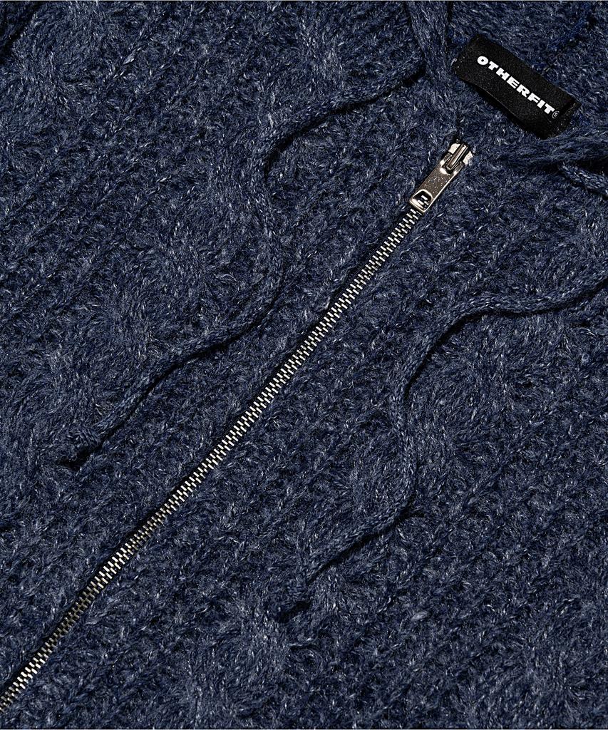 Otherfits Cable Weight Knit Zip-Up Hoodie (Navy)