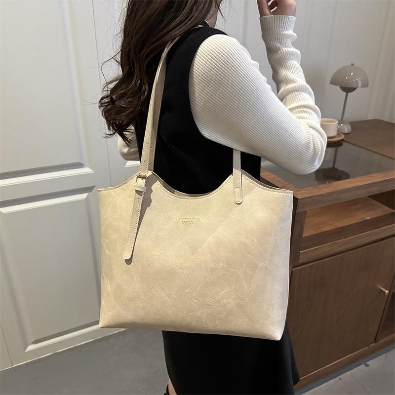 Bolsos Tote de Gran Capacidad Vintage Nuevos para Mujer Bolsos de Hombro de Moda y Versátiles para Mujer Bolso Sencillo y Casual para el Día a Día