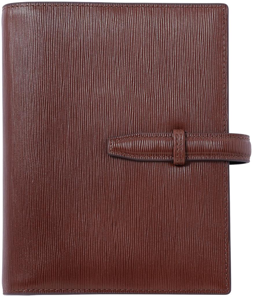 Franklin Planner Lustre Embossed Leather Binder, 23mm, Pocket Size, Brown/Black, 86071
