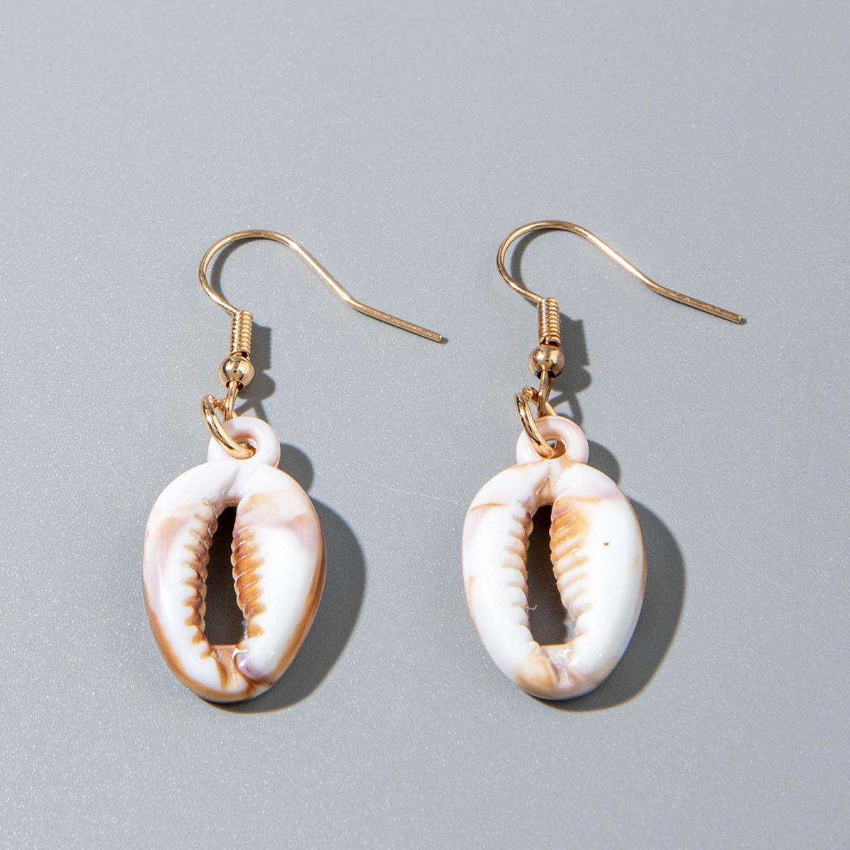 

Изысканные компактные серьги-подвески в виде ракушек из акрила в стиле пляжного отдыха для женщин, ювелирные изделия, повседневные серьги