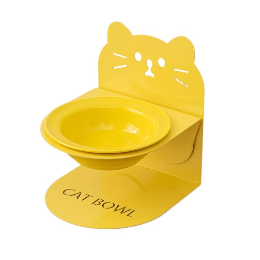 

Противорвотная приподнятая кошачья миска для воды, противоскользящая станция для кормления кошек, аксессуары для собак Yellow Set A