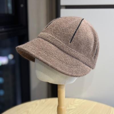 New British Style Retro Solid Color Versatile Fisherman's Hat for Women In Autumn and Winter Wide Brim Face Showing Small Warm Peaked Hat Trend