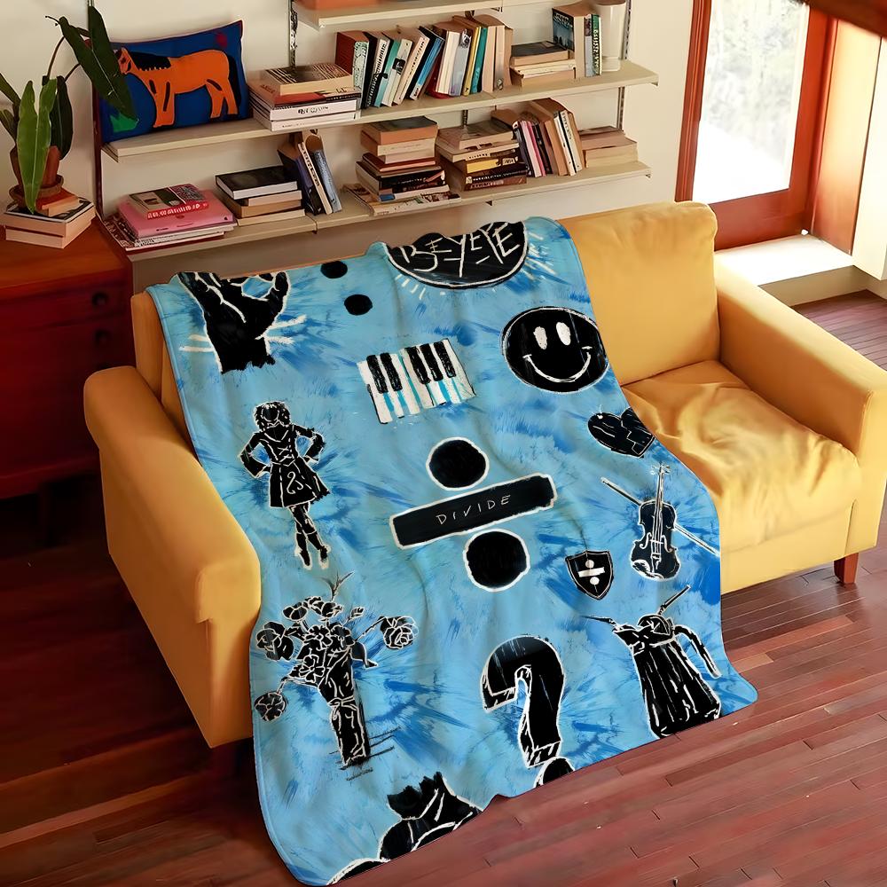 Music E-Ed S-Sheeran Throw Flannel Cozy Print Blanket, Portable, Durable Machine Washable Cute Cool