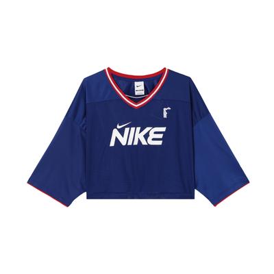 V-Neck Pullover Sports Casual Short Sleeve T-Shirt Women Tops Blue HF6288-455