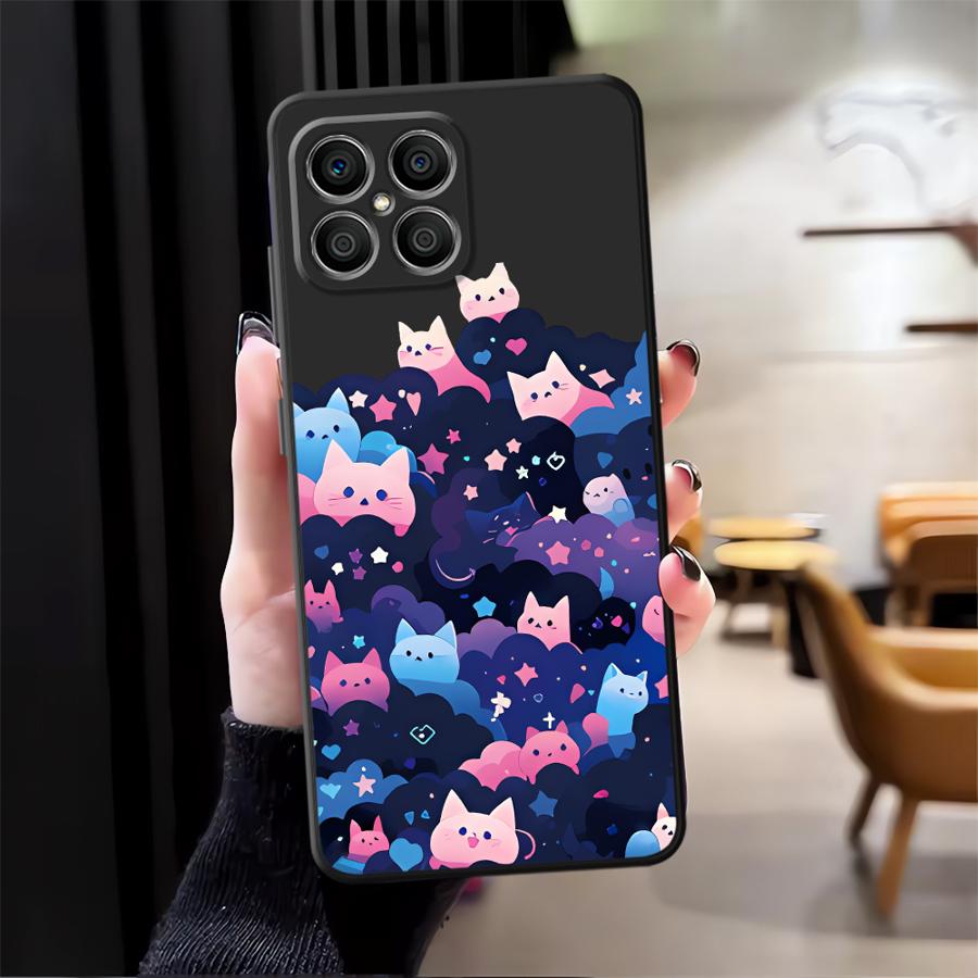 Cat Starry Night Case for Honor X6 70 X8 X7 200 400 Lite 90 8X Magic5Lite X9a X5b Funda Phone Cover