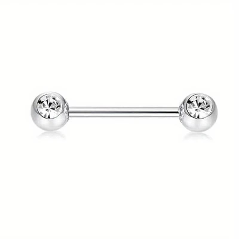 

Bobisty 1pc 14G Nipple Rings 316L Surgical Steel Heart CZ Tongue Barbell Body Piercing Ring only 1 pc
