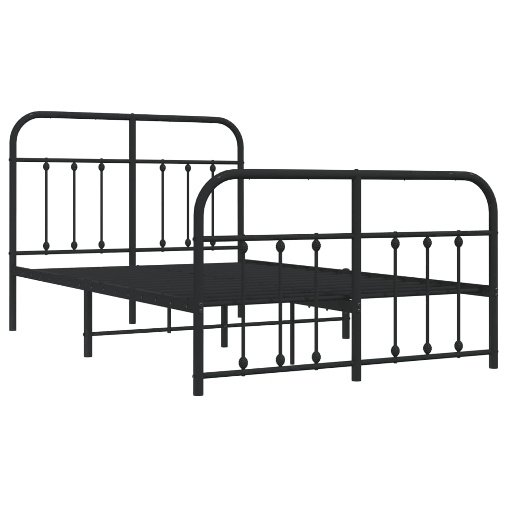 Vidaxl Metal Bed Frame with Headboard and Footboard, Black, 120X200Cm