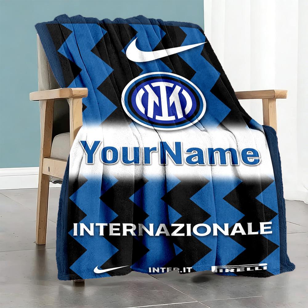 Inter Milan Personalized Name Blanket Cozy Personalized Blanket Warmthful Decor Throw For Sofa Chair Bed Livingroom Ideal for All Seasons