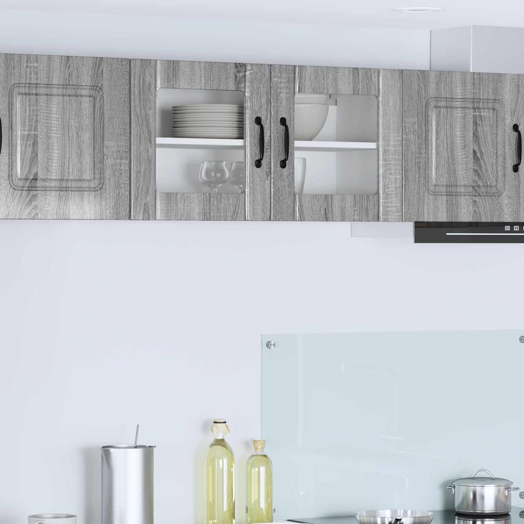 Wall Mounted Glass Cabinet LUCCA Grey Sonoma 80 x 31 x 40 cm