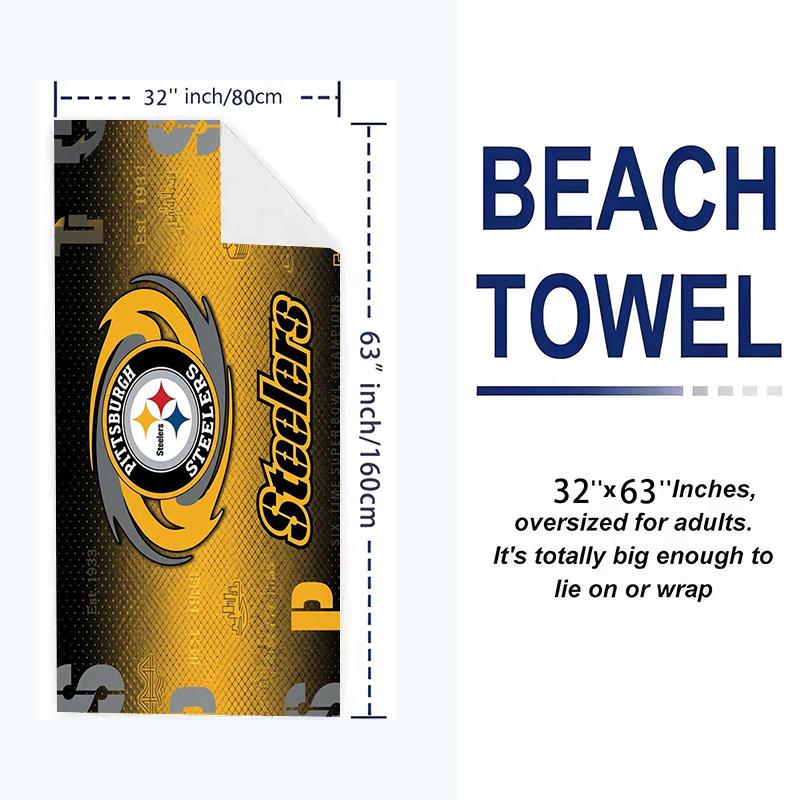 Pittsburgh Steelers Print Beach Towel, Large Soft Quick Dry Towel for Beach Camping Swimming