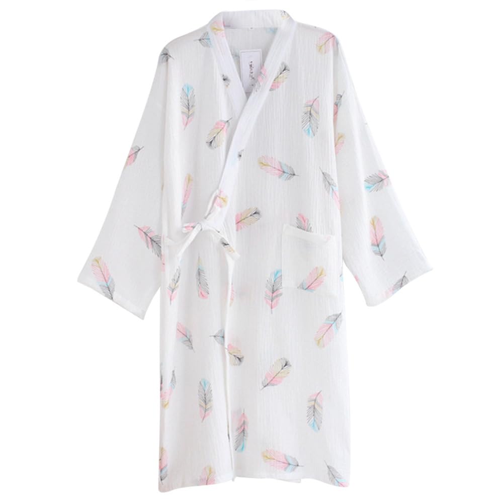 

Sumolux Хлопок Японский Милый Цветочный Принт 100% Халат, Женская Ночная Сорочка, Юката, Пижама, Домашняя Одежда, Одежда для Сна, Стиль, белый