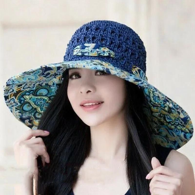Summer New Large Eave Dome Women's Beach UV Protection Large Beach Sun Hat Sunshade Sun Protection Straw Hat Outing Accessories