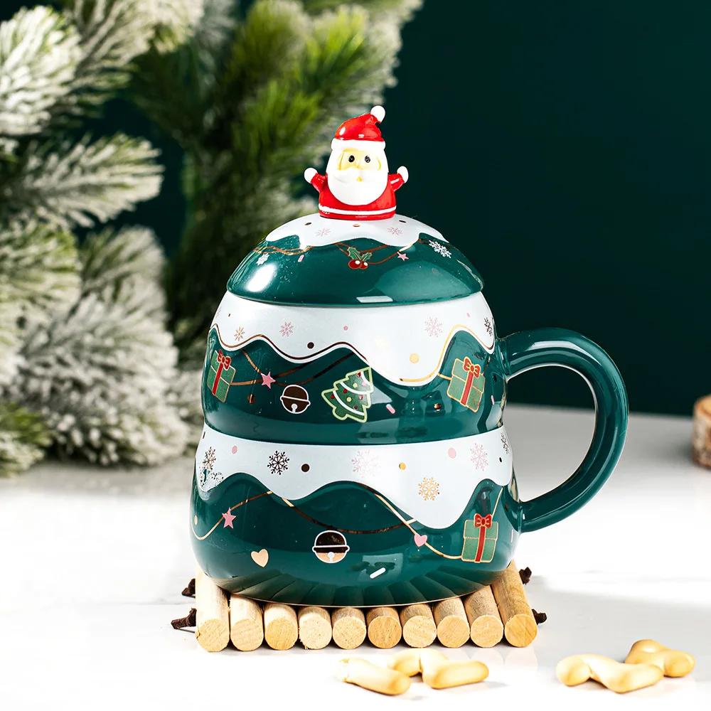 450 ml Leuke Kerst Koffie Mok Met Lepel Keramische Astronaut Vorm Melk Koffie Cup Festival Dárek Kerstman Thee Cup Nordic Mok