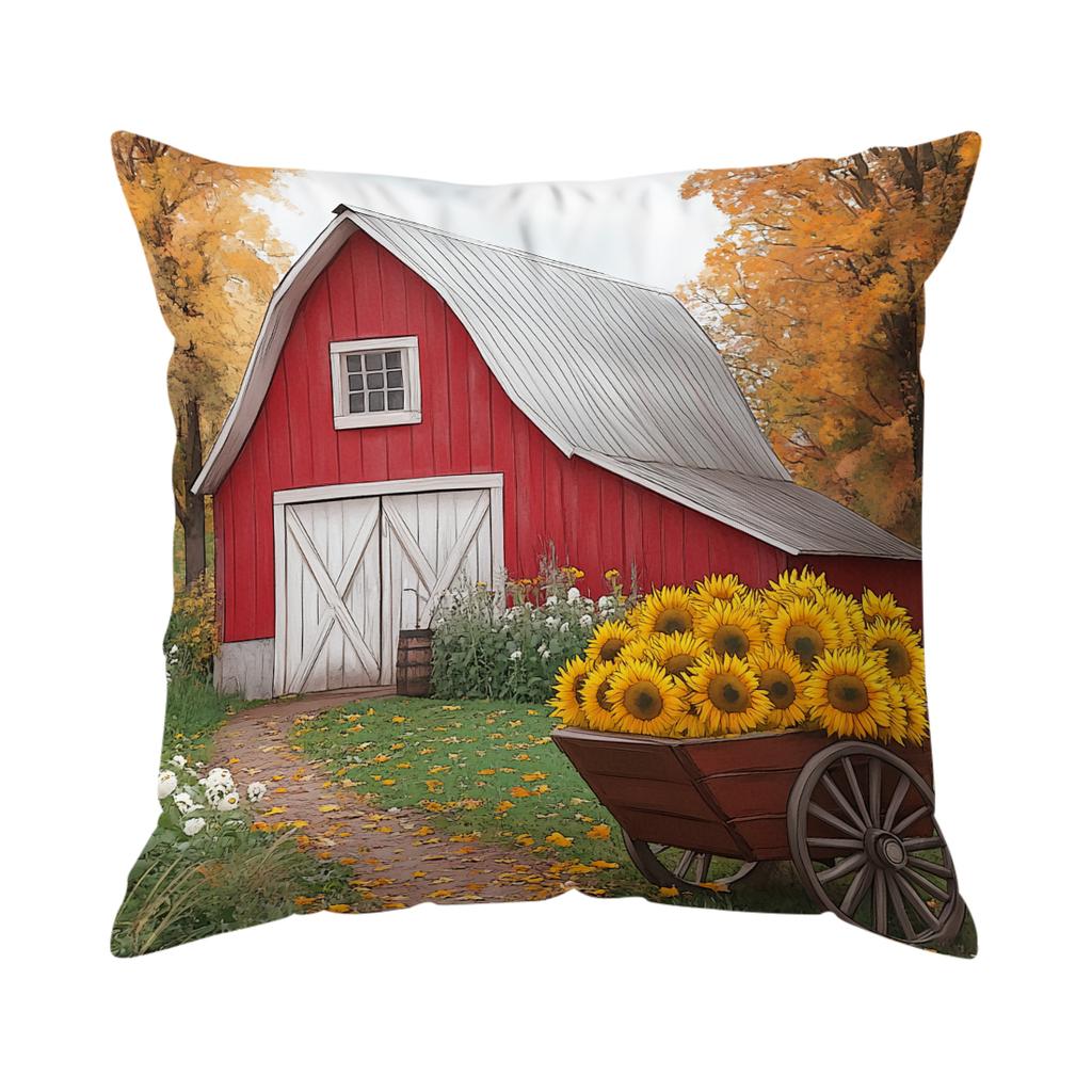 Farm Animal Barn Cushion Pillowcase Printed Polyester 45X45Cm Throw Pillowcover Decorative Sofa Cushion Pillowslip Home Decor