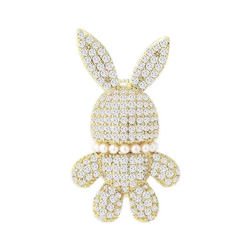 Full-diamond Rabbit Brooch - High-end, Cute, Three-dimensional Corsage, Elegant, Anti-glare Pin