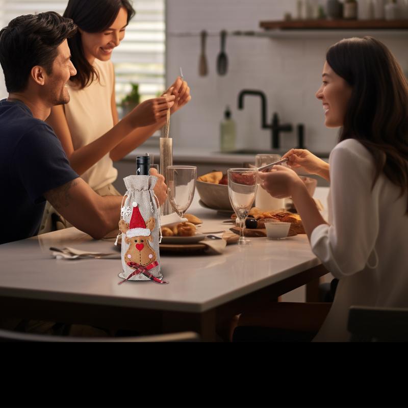 Wine Protector Bags Christmas Wine Bottle Wrapping Protector Bags Christmas Drawstring Red Wine Bottle Cover Bags For Travel