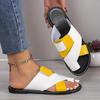 Casual Summer Slide Sandals with Contrast Color and Loop Toe Design