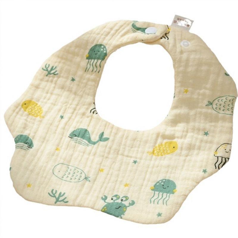 Drăguț imprimat din tifon de bumbac bavete pentru bebeluși reglabil moale absorbant nou-născut hrănire saliva prosop pentru dentiție sugari bavare eșarfă