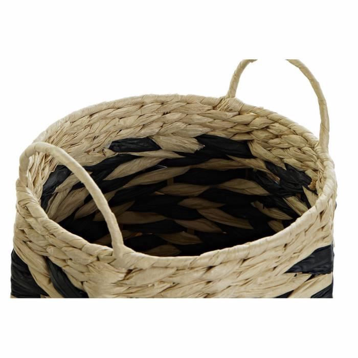 Paniers - Naturel - Lot de 2 - Noir et Marron Clair - 30x30x30 cm - Fibre Naturelle
