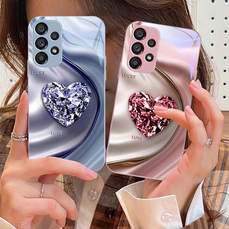 Große Rosa Diamanten für Samsung Galaxy S10 4G S20 11E 30 S21 22 S24 Fe Pro S23 S25 Ultra 5G S9 Gehärtetes Glas Handyhülle