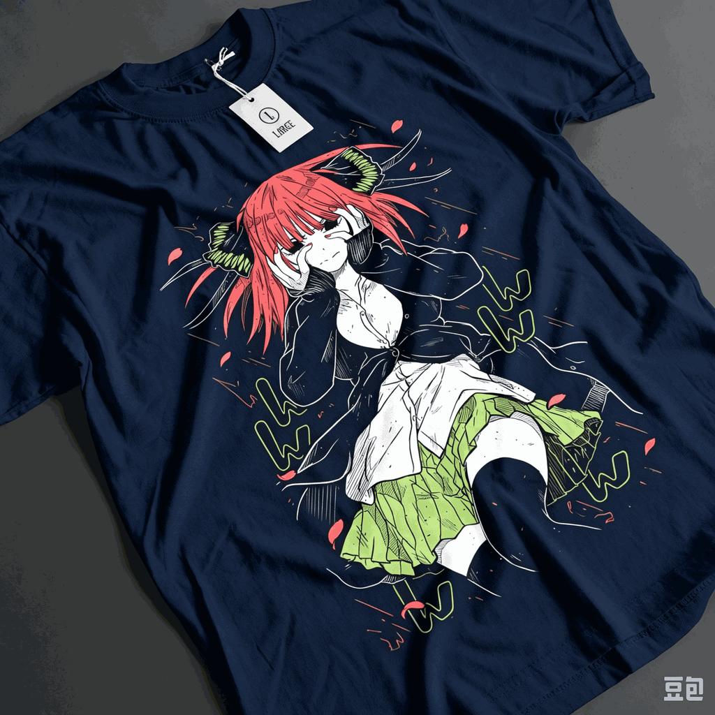 Nino Nakano The Quintessential Quintuplets Anime Print T Shirt Unisex Crew Neck Short Sleeve Casual Streetwear Fashion Tees Tops for Men Women