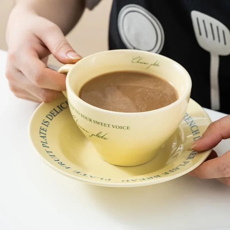 Ceramic Cup and Saucer Coffee Cup Set Milk Mug Dessert Plate Teaware Afternoon Tea Cup Drinkware Drinking Utensil Birthday Gift