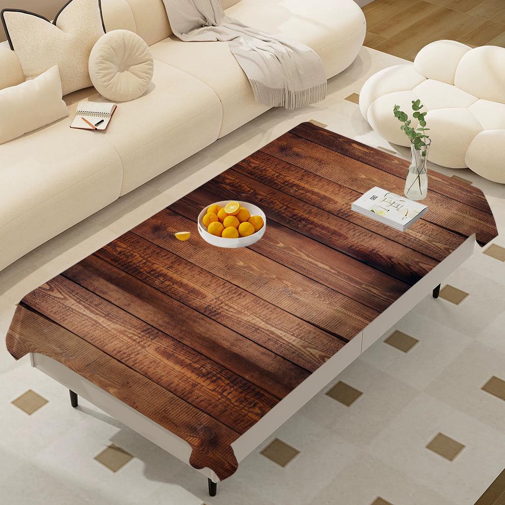Beautiful Wood Rectangular Tablecloths Washable Wedding Party Kitchen Dining Living Room Birthday Decoration Table