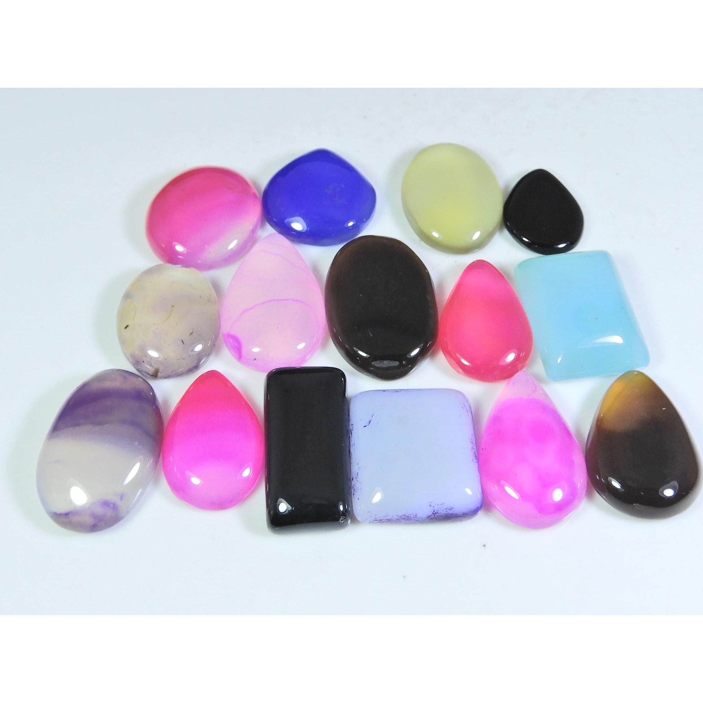 

259Cts. Natural Onyx Agate Ring Size Mix Cabochon Loose Gemstone 15Pcs Lot A-650