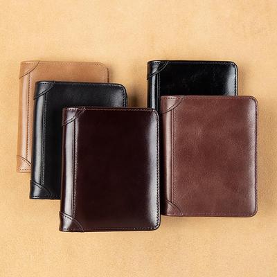 Men's Genuine Leather Wallets: Ultra-Thin, Fashionable, Anti-Theft, Short Design with Integrated Driver's License Holder