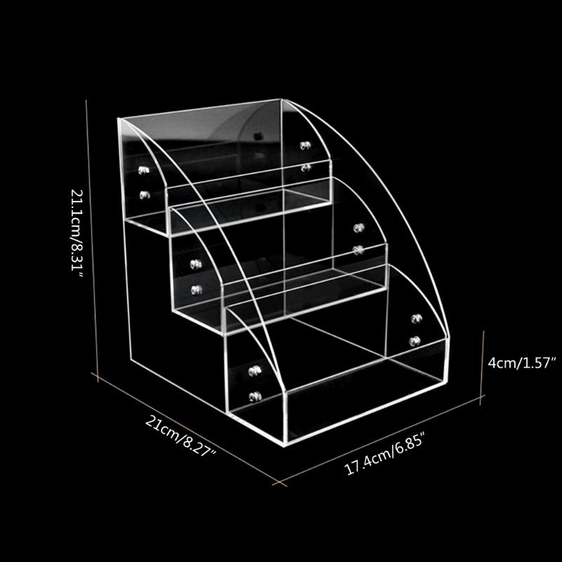 Clear Display Risers Stand 1 2 3 Tiers Makeup Organizers Acrylic Display Shelf with Dividers Dresser Display Stand