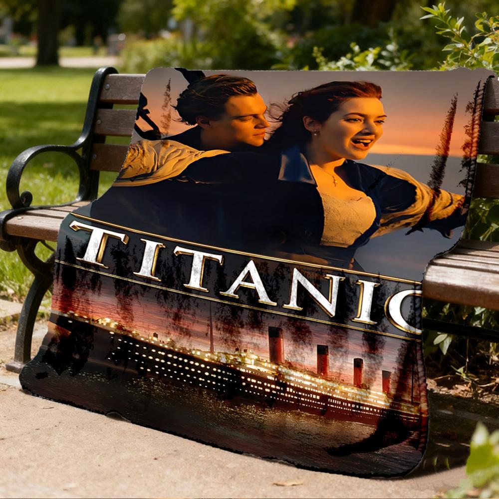 1pc Titanic Movie Poster Outdoor Flannel Blanket, Lightweight Warm Cozy for Travel Camping Office Soft Polyester Fabric